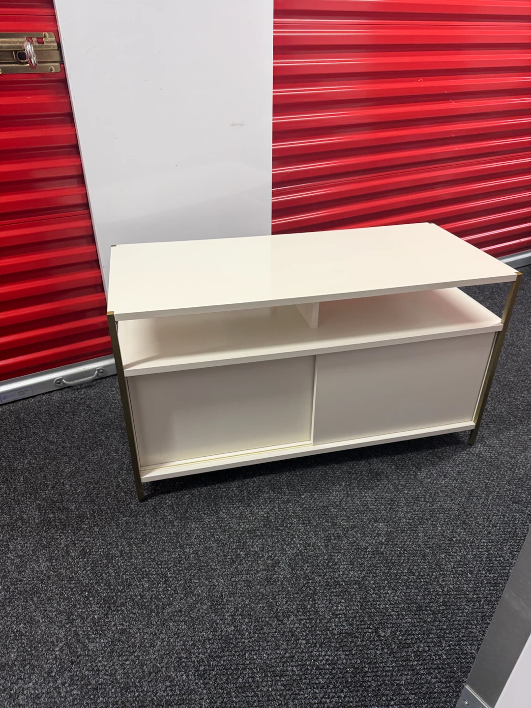 White Media Console with Gold Frame - photo 3