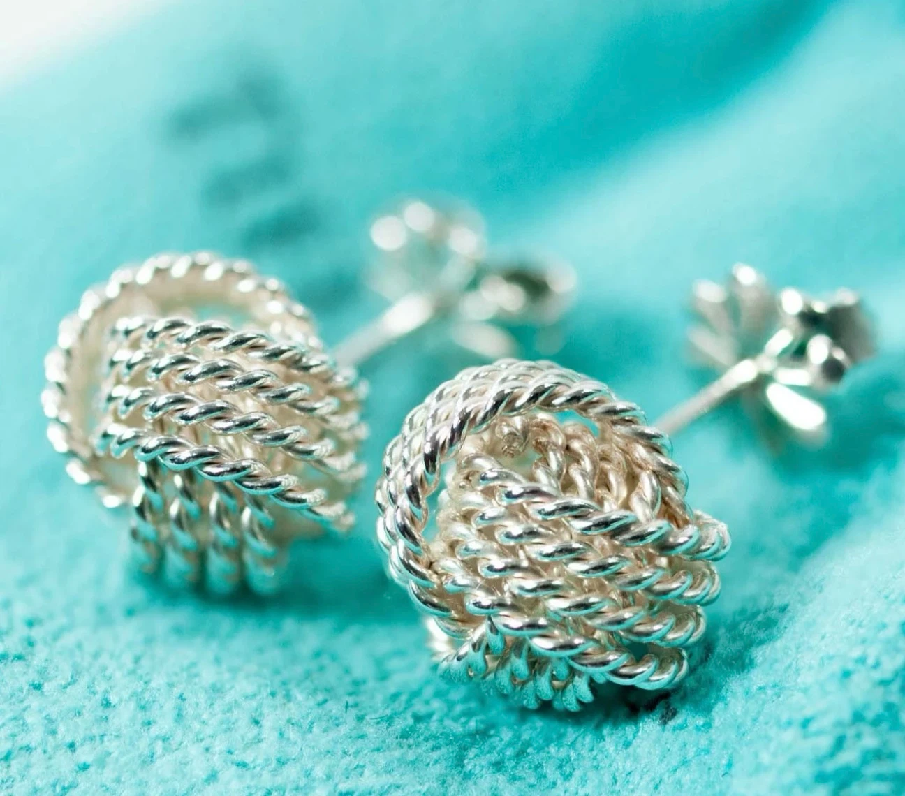 Tiffany & Co. Sterling Silver Somerset Mesh Knot Earrings