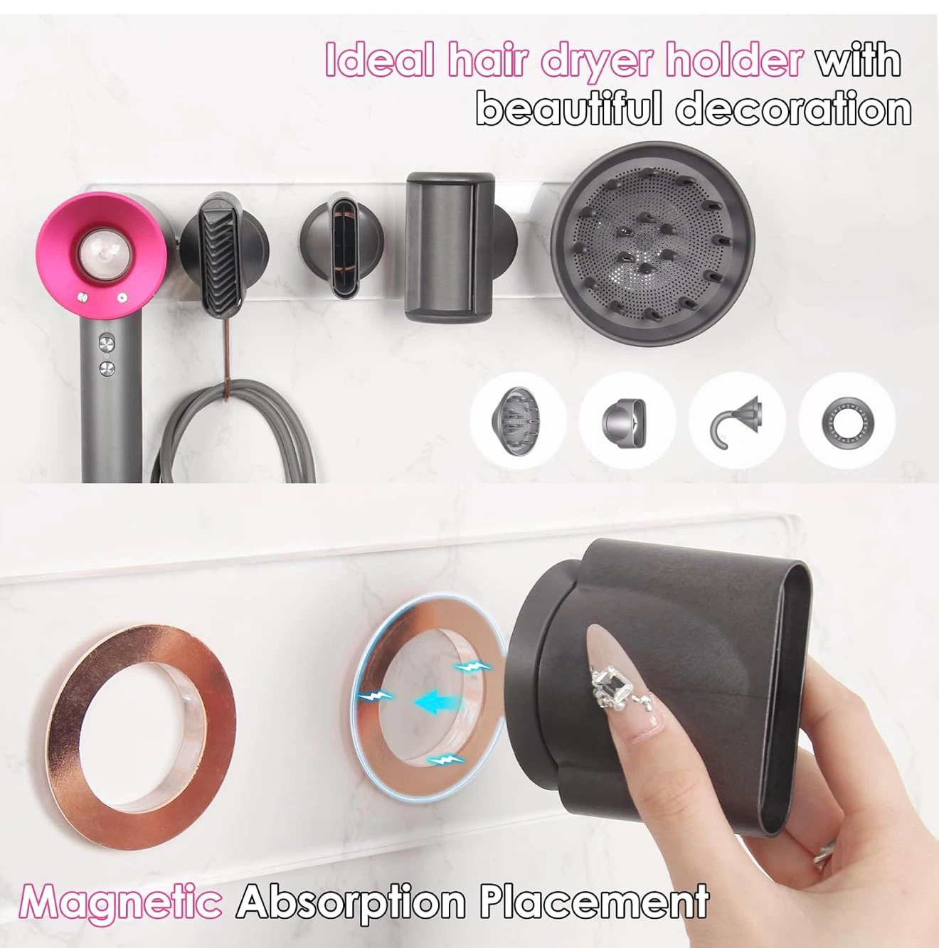 Hair Dryer Acrylic Storage Wall Mount for Dyson - photo 4