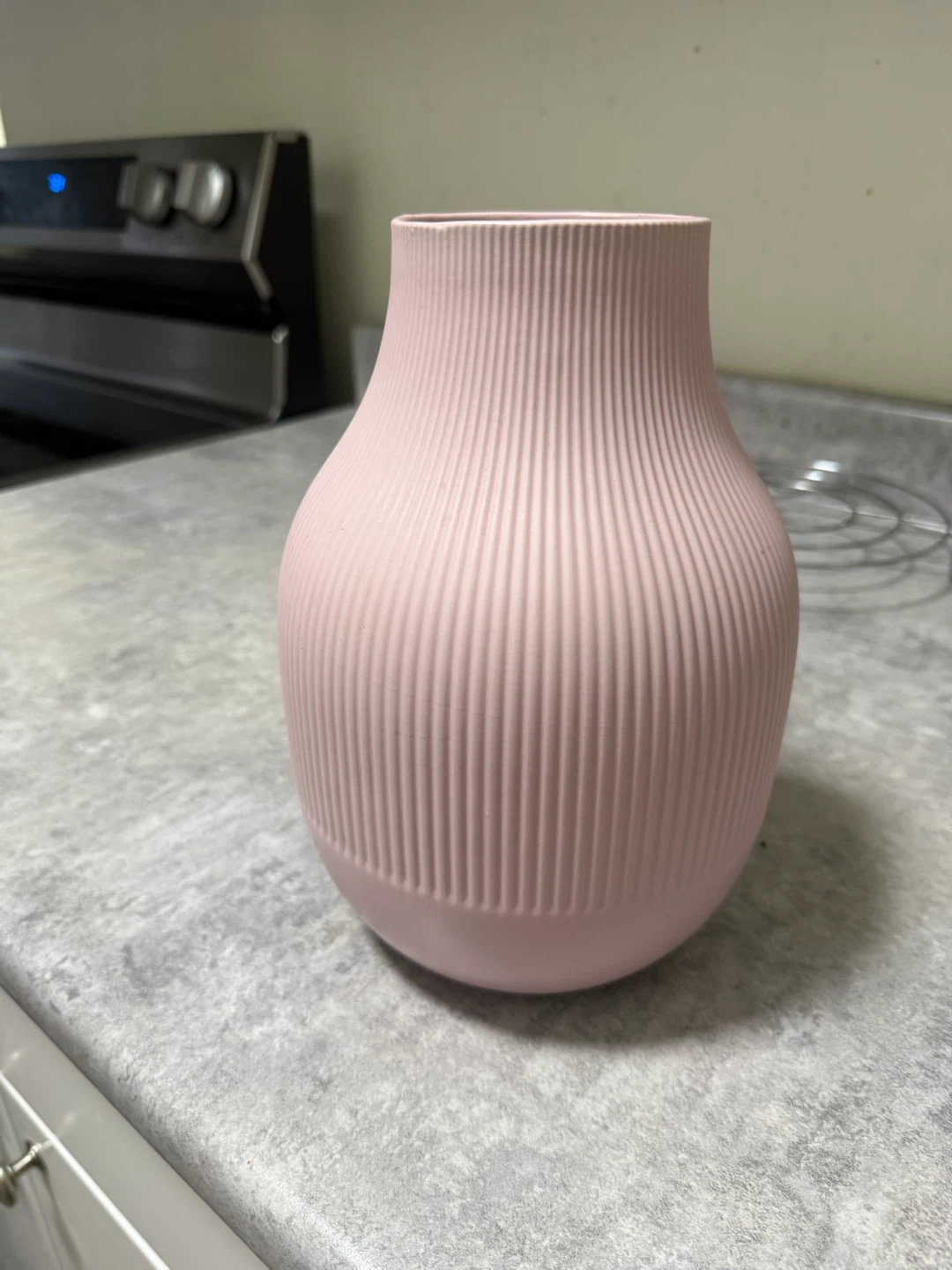 IKEA Light Pink Ribbed Ceramic Vase