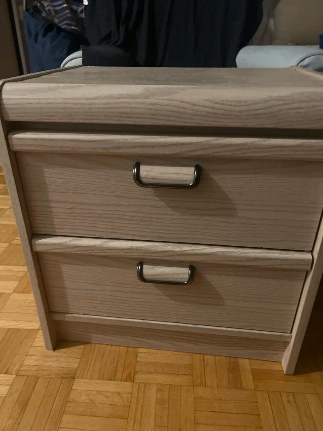 Light Wood Grain Two-Drawer Nightstand