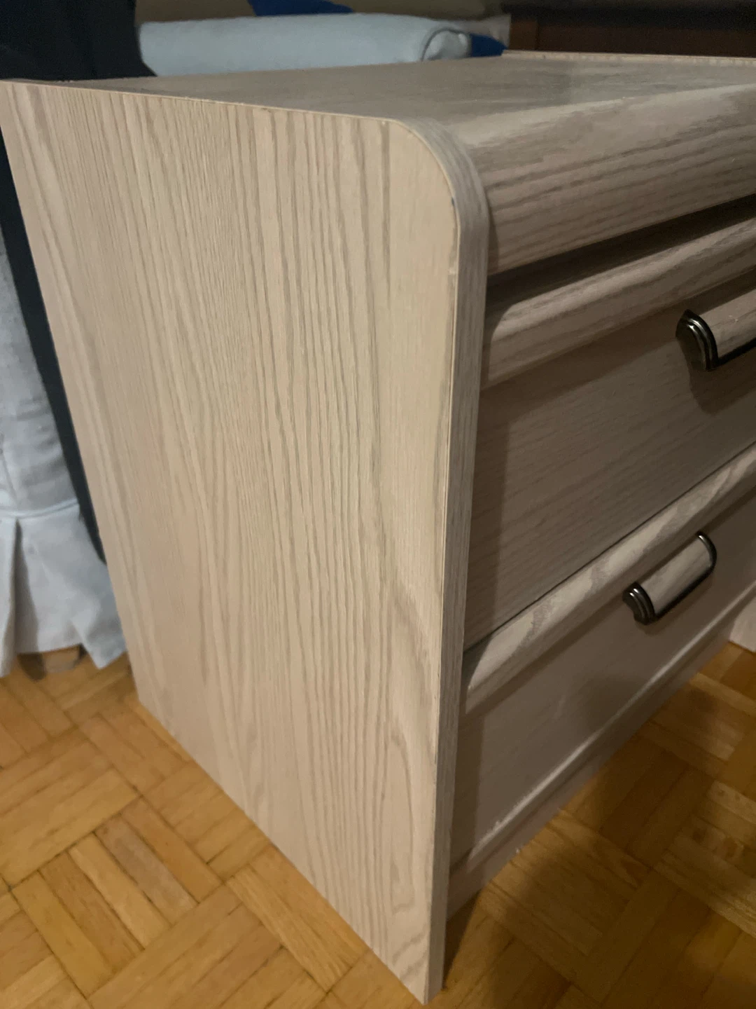 Light Wood Grain Two-Drawer Nightstand - photo 2