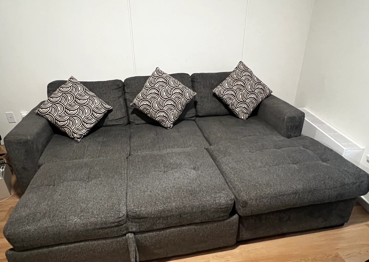 The Brick Dark Grey Sectional Sofa Bed + Storage - photo 2