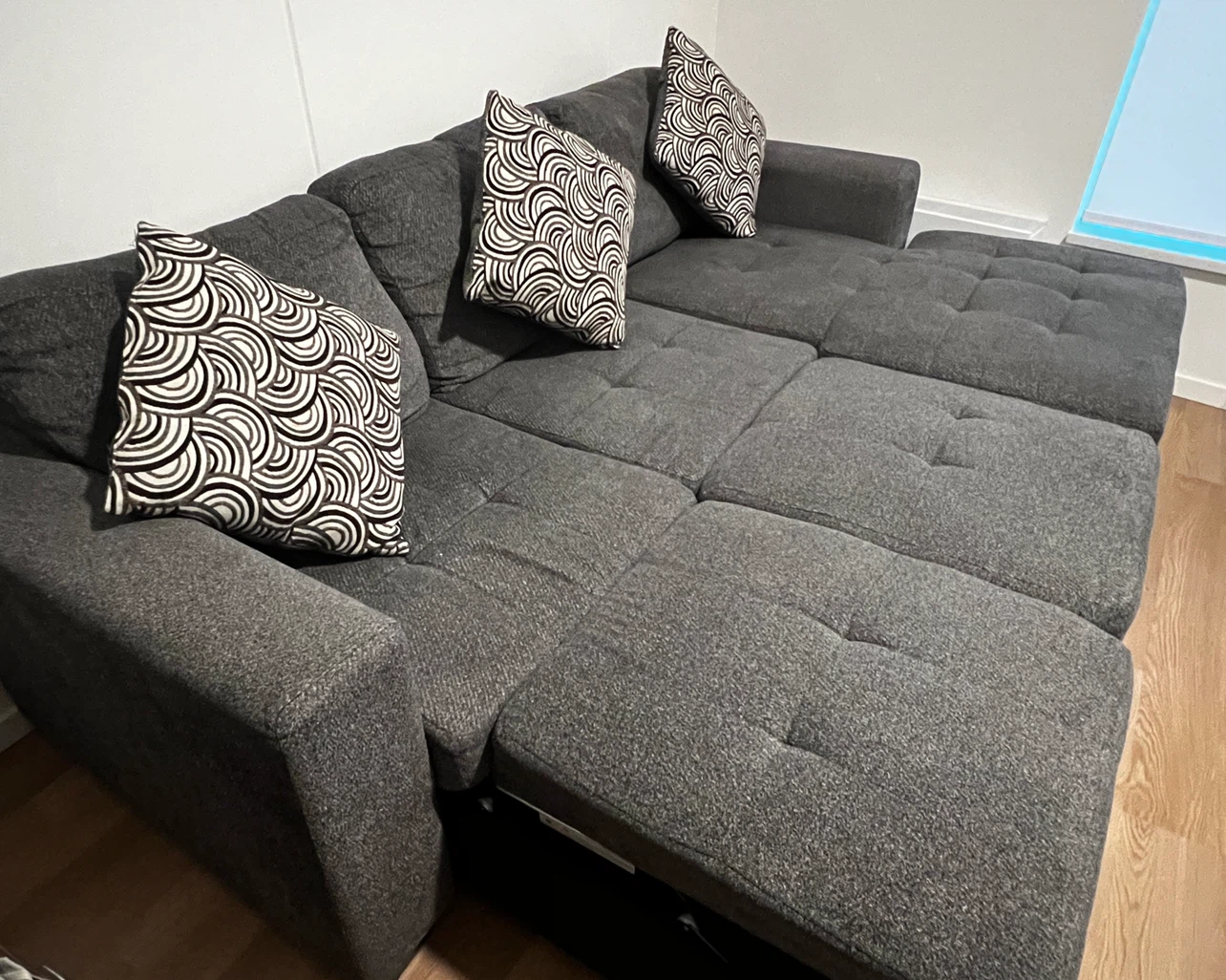 The Brick Dark Grey Sectional Sofa Bed + Storage - photo 3