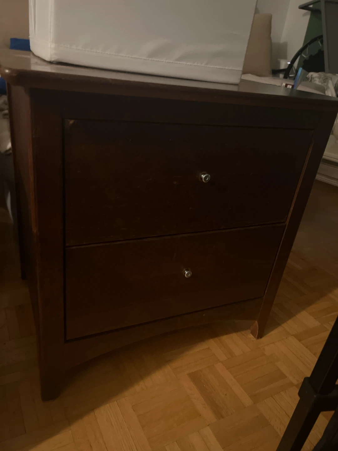 Dark Brown 2-Drawer Nightstand