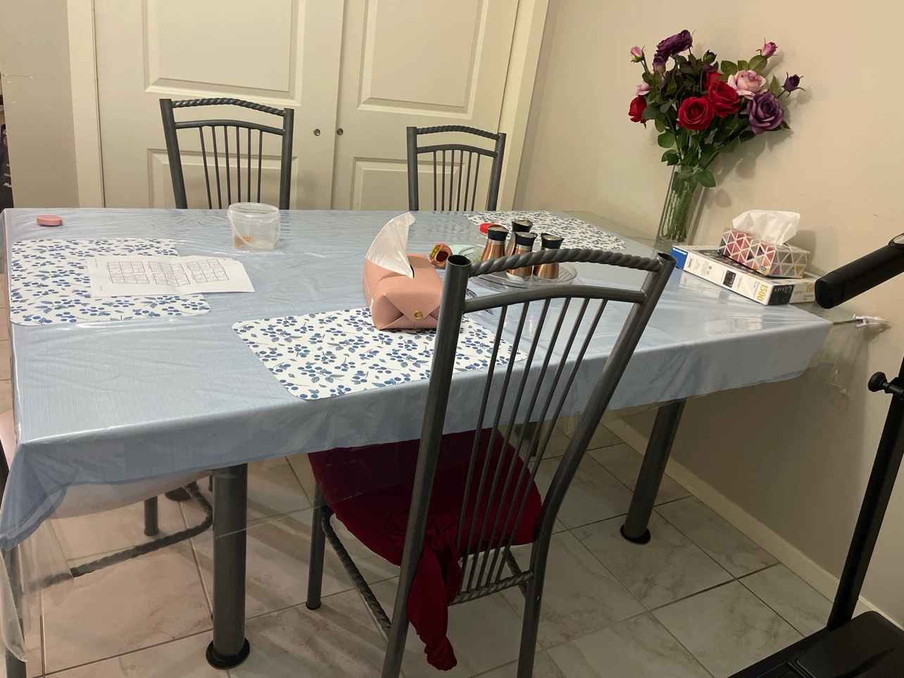 Glass-Top Dining Table with 4 Chairs – Great Condition
