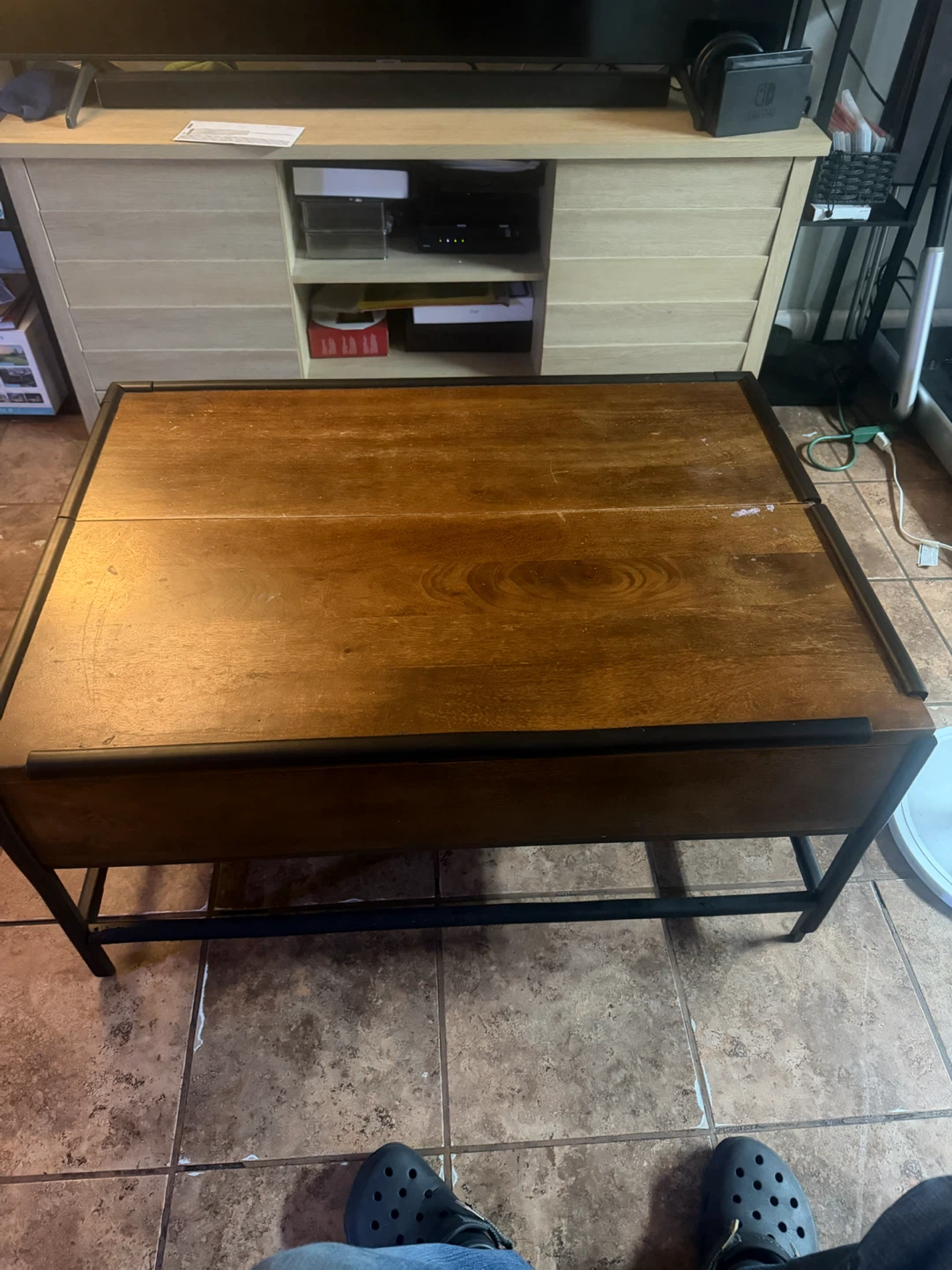 Industrial Coffee Table with Lift Top Storage