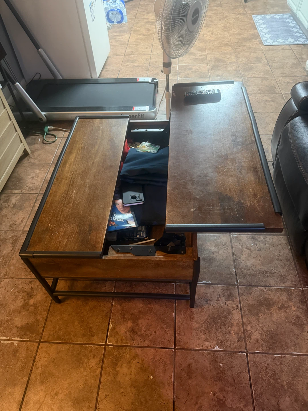 Industrial Coffee Table with Lift Top Storage - photo 3