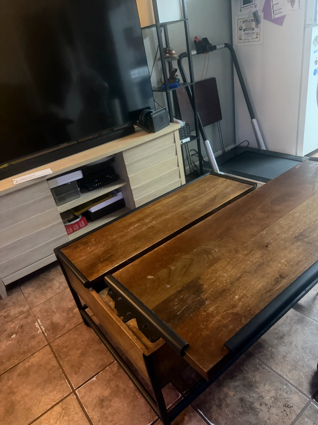 Industrial Coffee Table with Lift Top Storage - photo 4