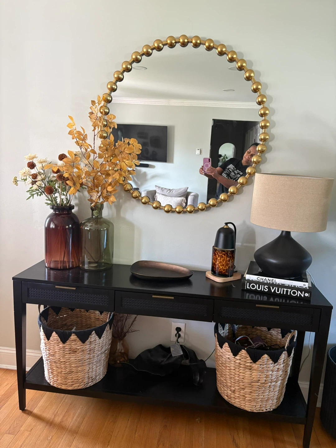 Black Console Table with Drawers