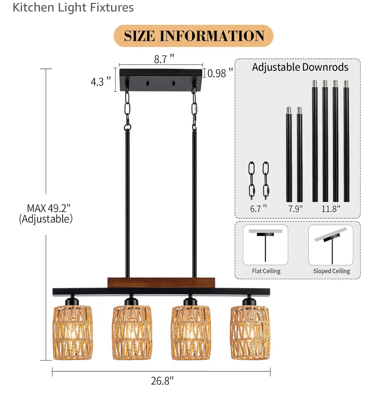 4-Light Kitchen Island Pendant Light - photo 3
