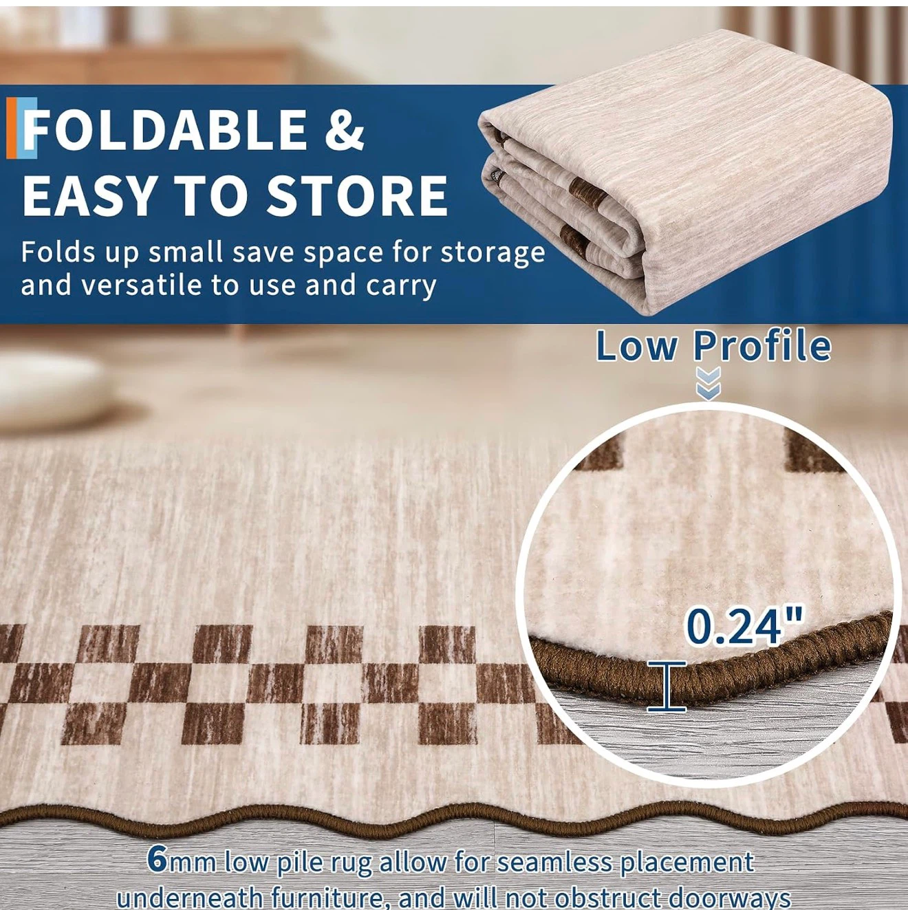 Foldable Checkerboard Area Rug - photo 4