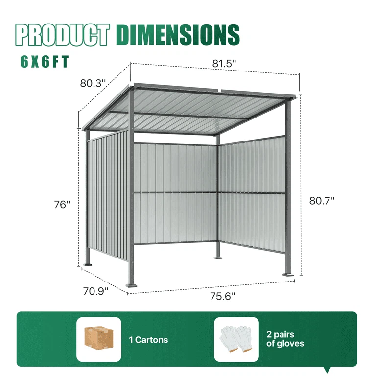 Outdoor Bike Shed, Hardtop Grill Gazebo with Shed-Style Storage - photo 2