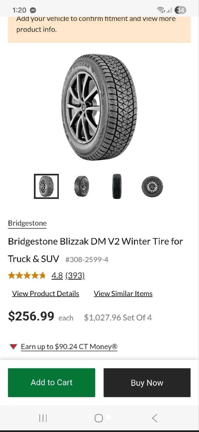 Set of 4 Bridgestone Blizzak DM V2 Winter Tires - photo 3