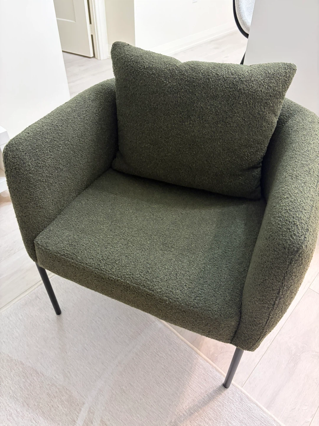 Olive Green Bouclé Accent Chair