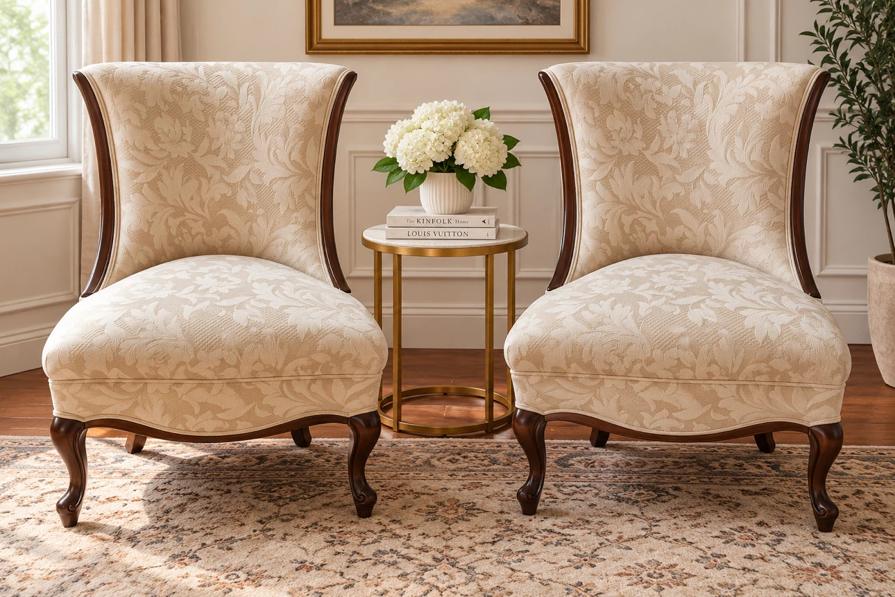 Set of two patterned accent chairs