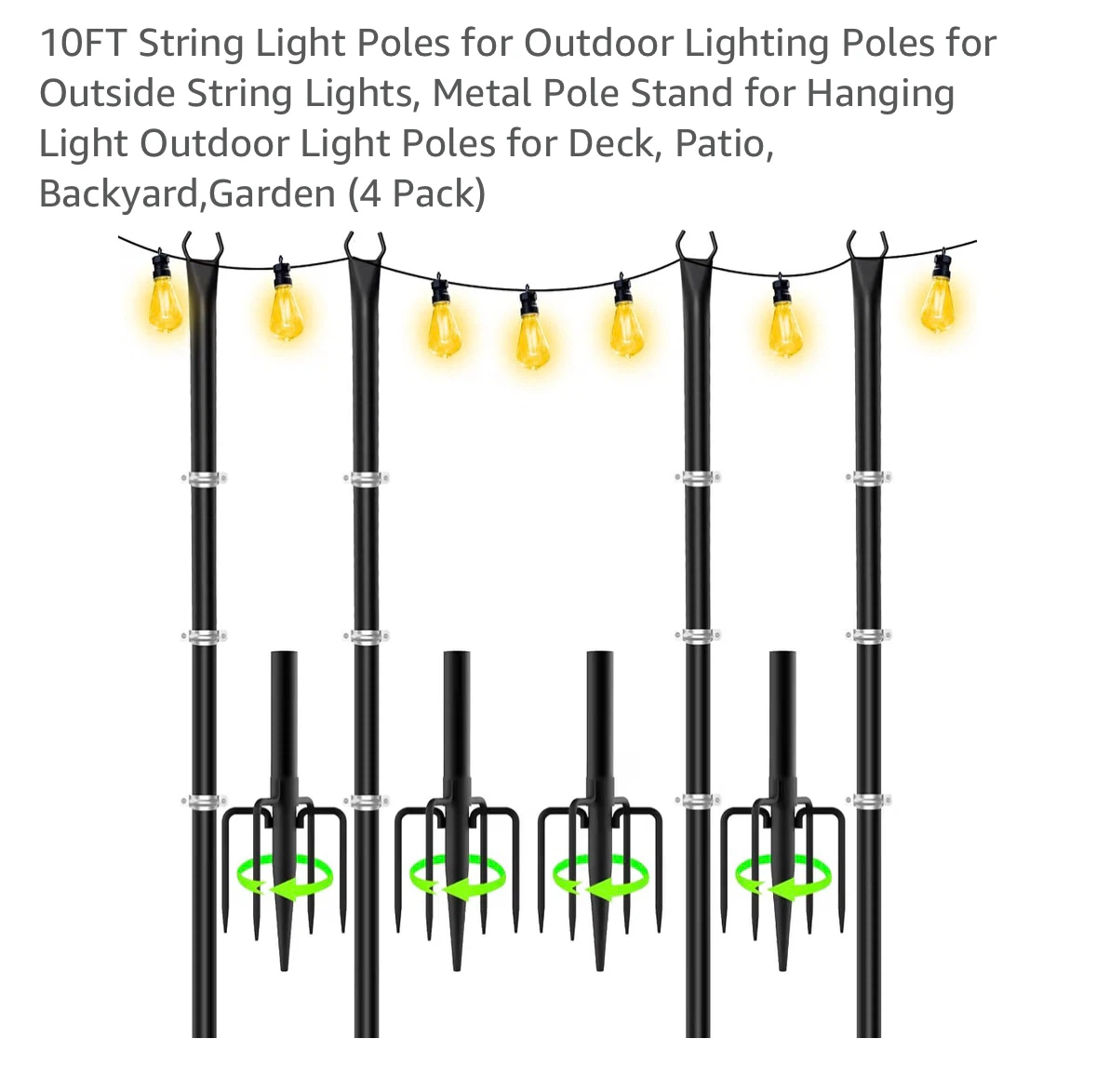 10ft String Light Poles (3 Pack) - photo 4