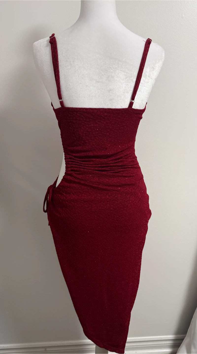 Midi Dress-Red Glitter Cut-Out - photo 2