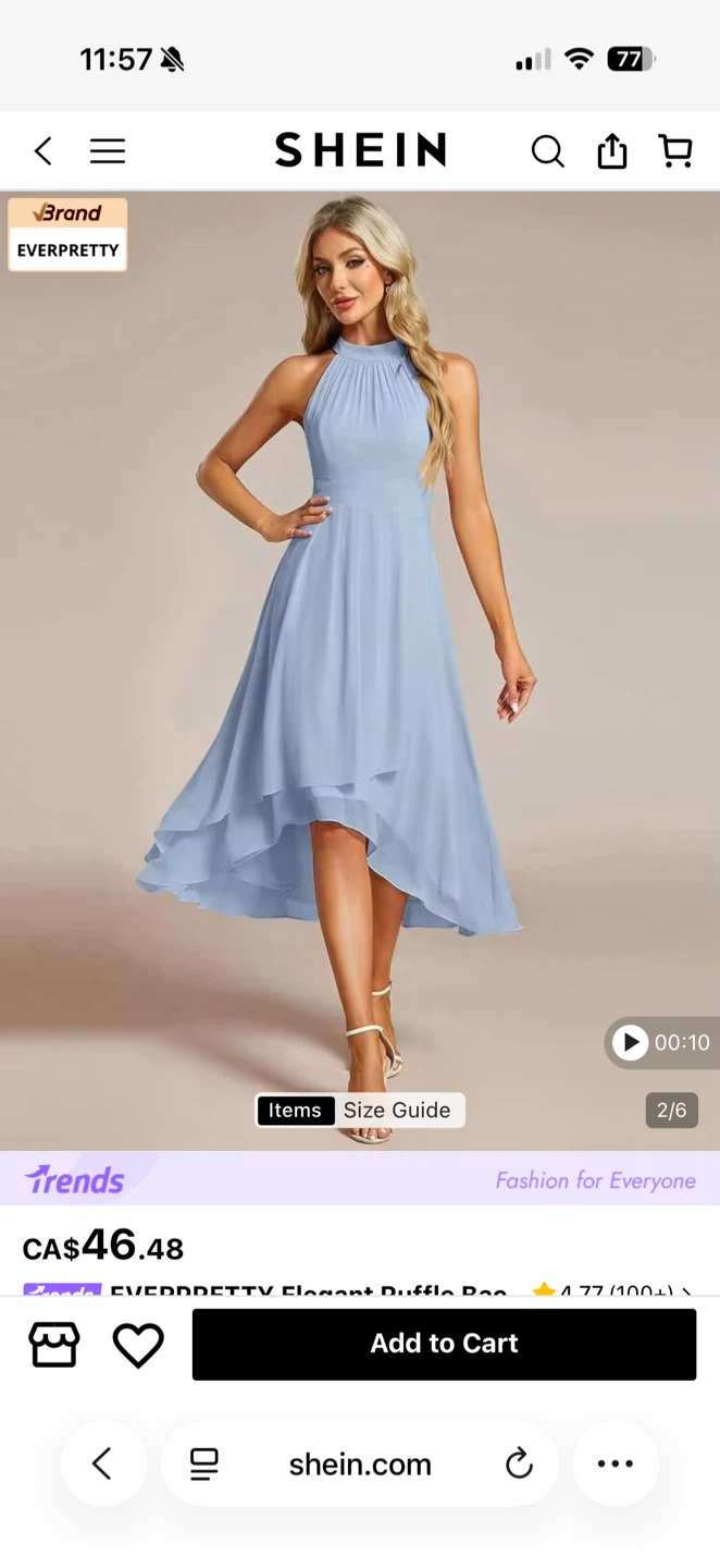 [NWT] Shein/EVERPRETTY Elegant High-Low Dress