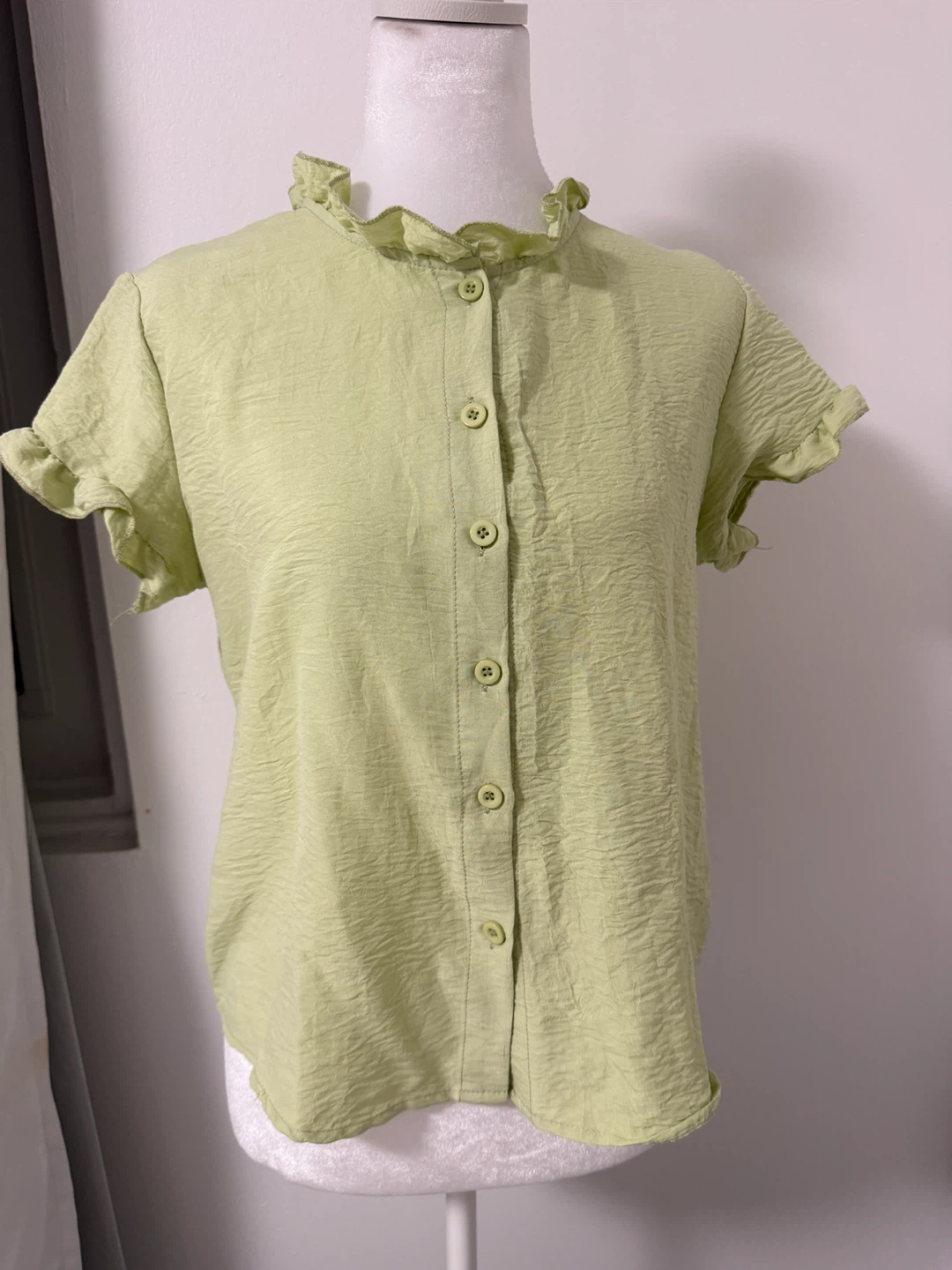Blouses -Ruffle Neck Button-Up - photo 2