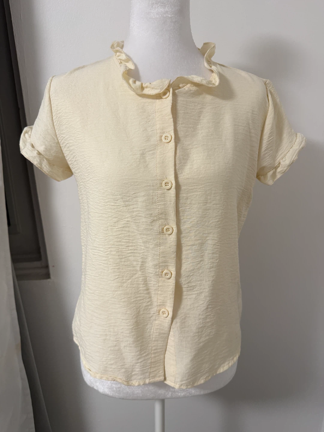Blouses -Ruffle Neck Button-Up - photo 3