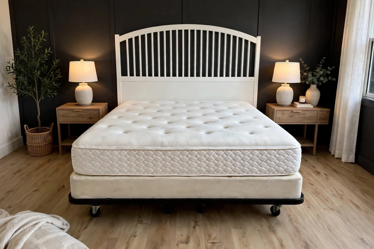 White Queen Bed Frame with Mattress- Complete set