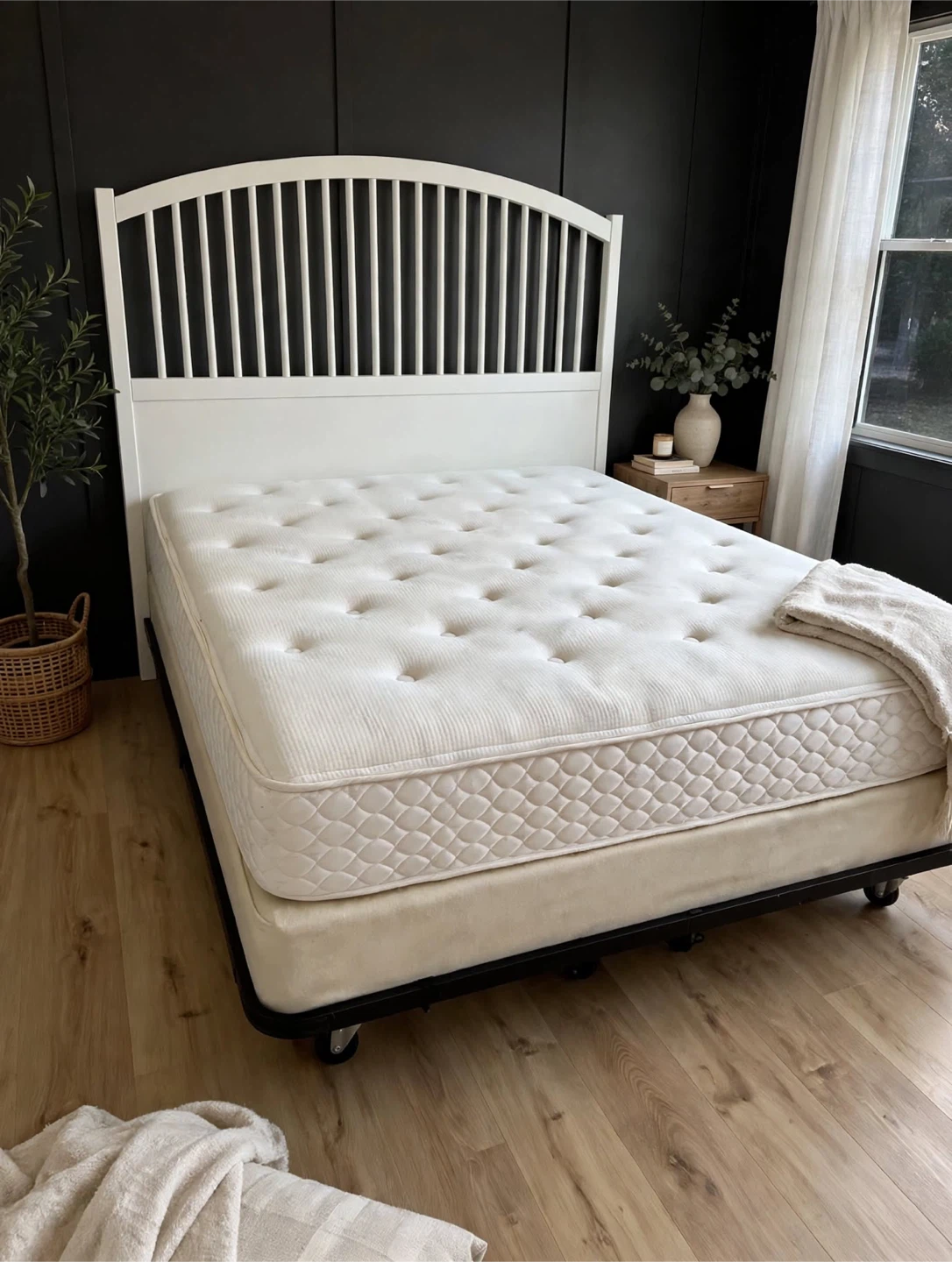 White Queen Bed Frame with Mattress- Complete set - photo 3