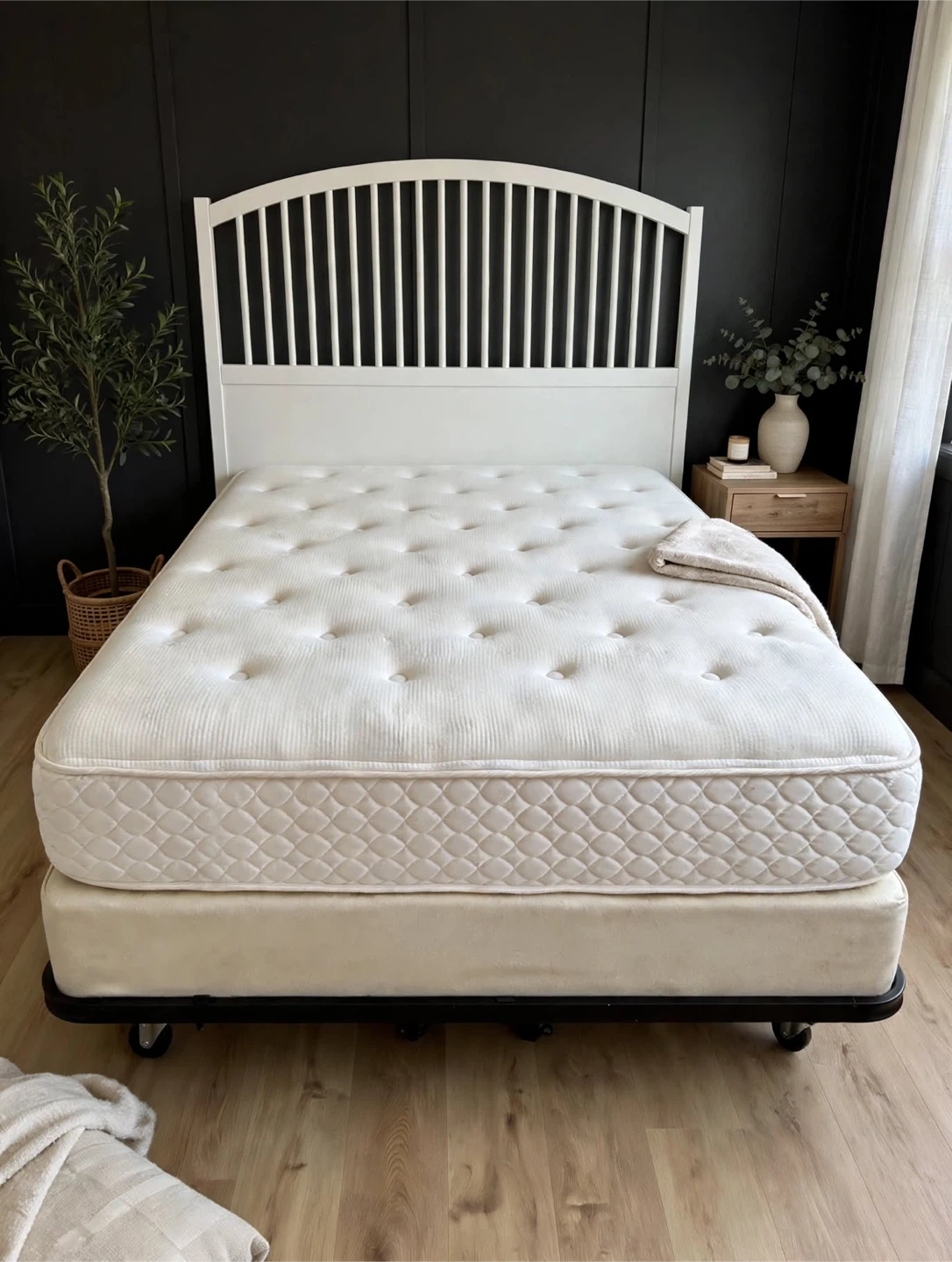 White Queen Bed Frame with Mattress- Complete set - photo 4