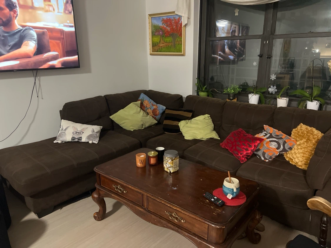 Large dark brown sectional sofa - photo 2