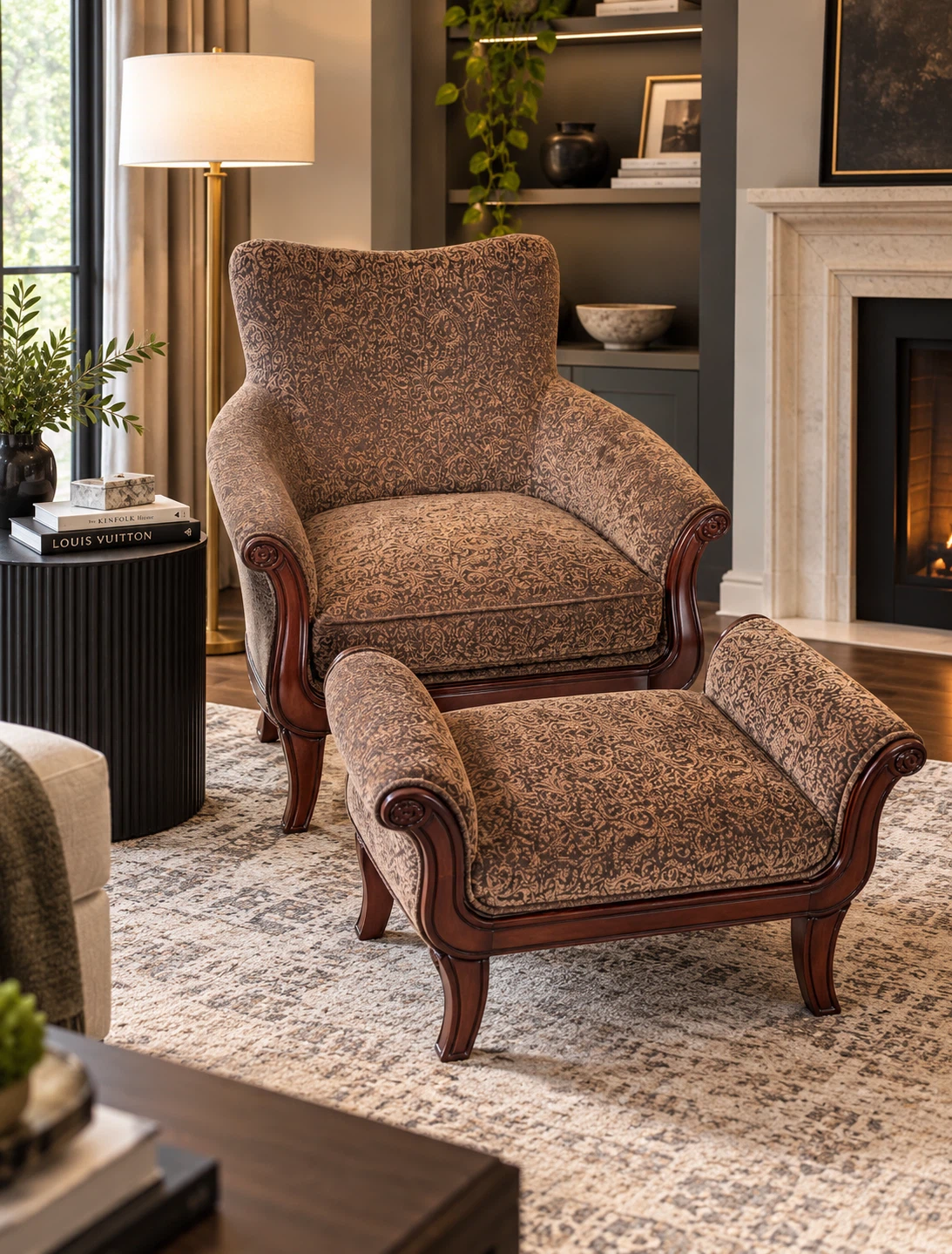 Armchair with Matching Ottoman