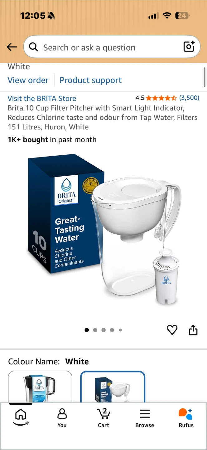 Brita 10 Cup Filter Pitcher - White