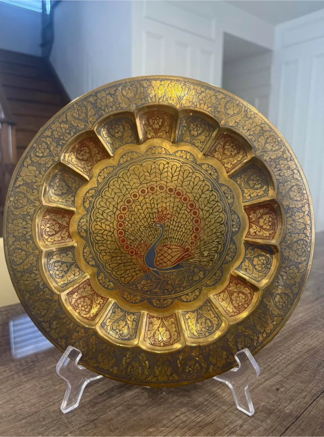 Vintage Brass Peacock Plates – 11” & 6” Matching Han - photo 2