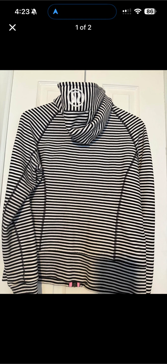 Lululemon Black and White Striped Zip-Up Hoodie