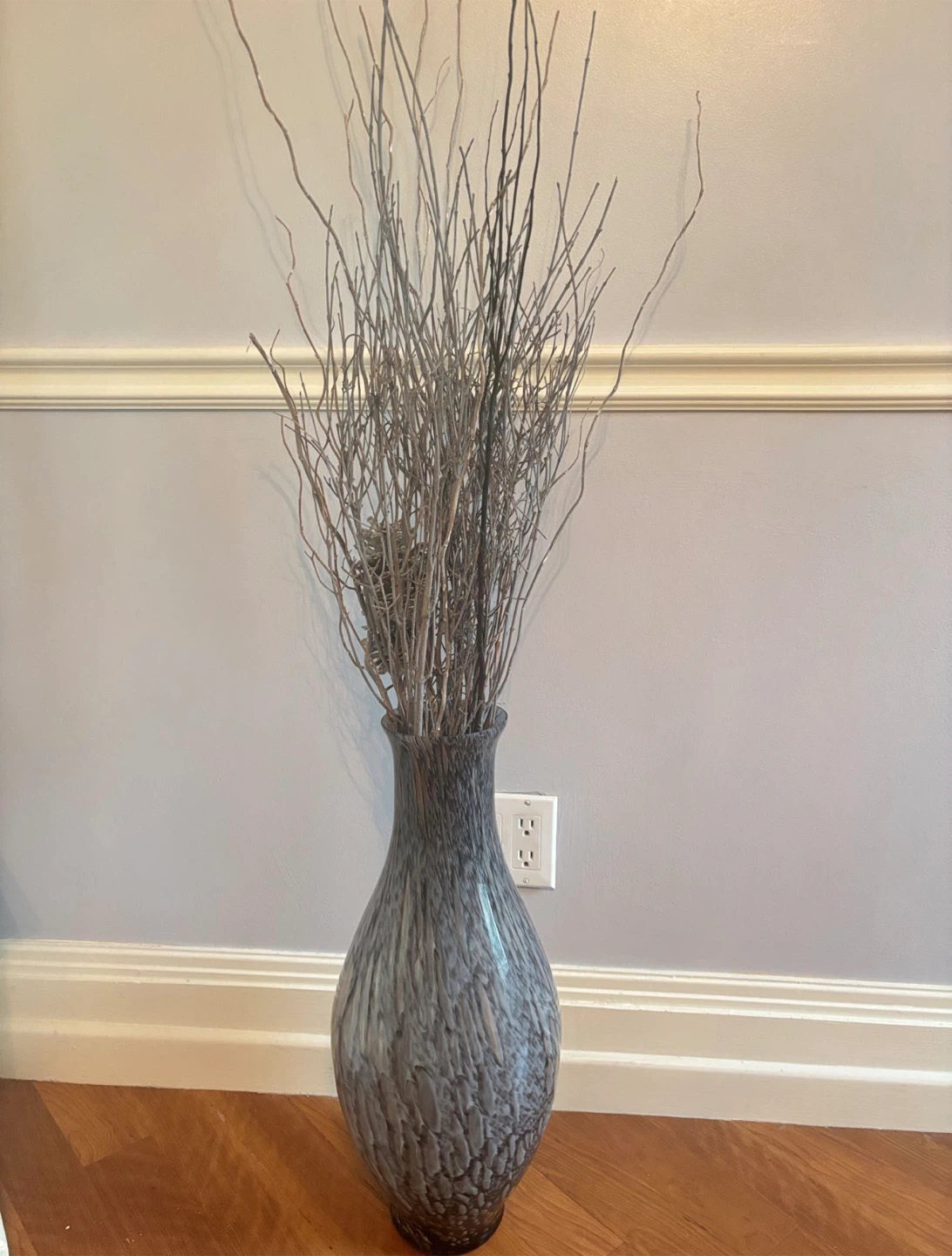 Tall Grey Decorative Floor Vase