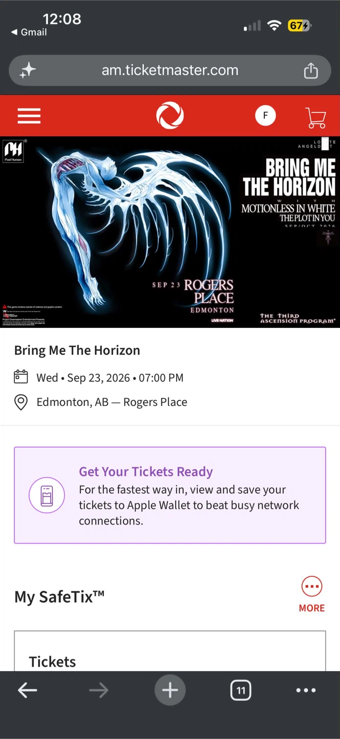 Bring Me The Horizon Concert Ticket - Sep 23 2026