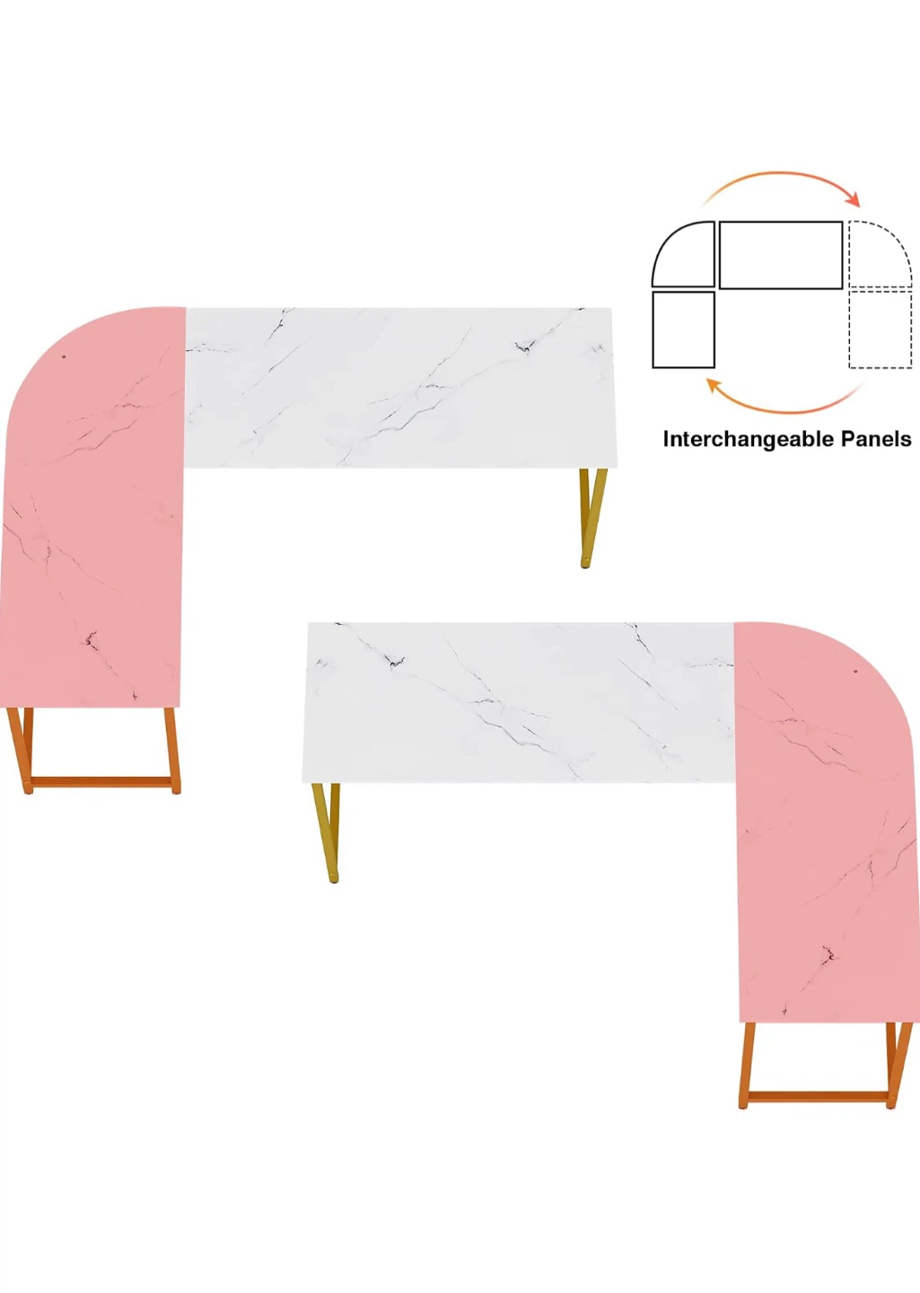 L-Shaped Corner Desk White Marble Finish - photo 4