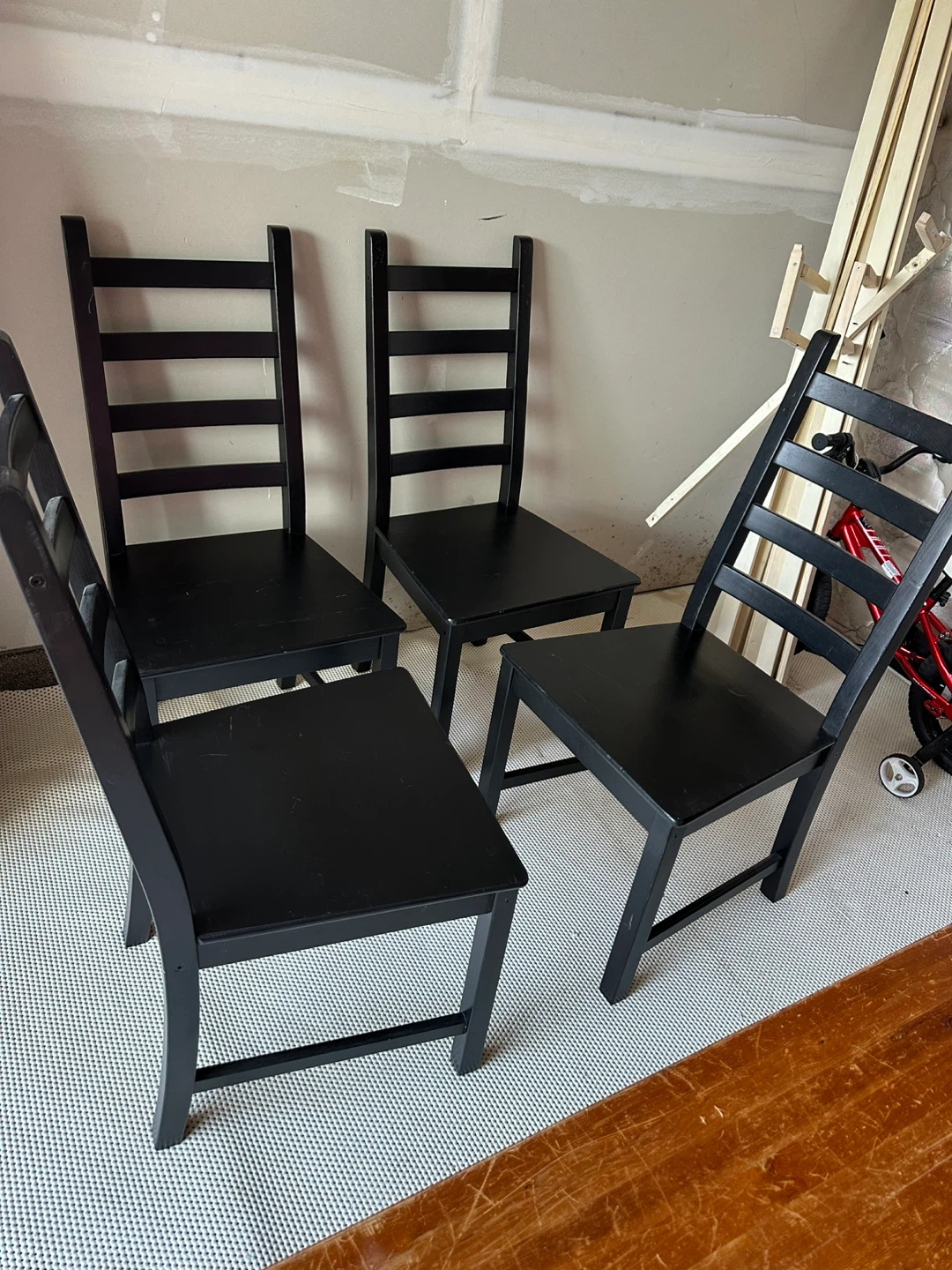 IKEA Set of 4 Black Ladder Back Dining Chairs