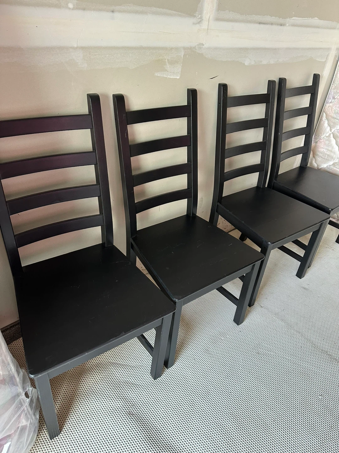 IKEA Set of 4 Black Ladder Back Dining Chairs - photo 2