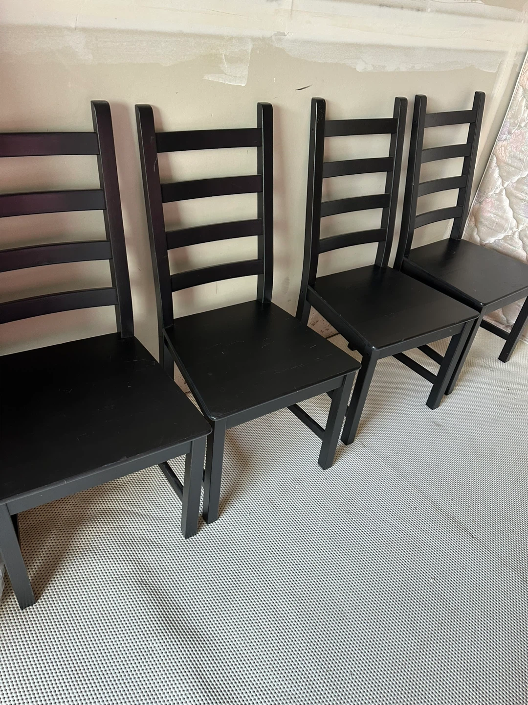 IKEA Set of 4 Black Ladder Back Dining Chairs - photo 3