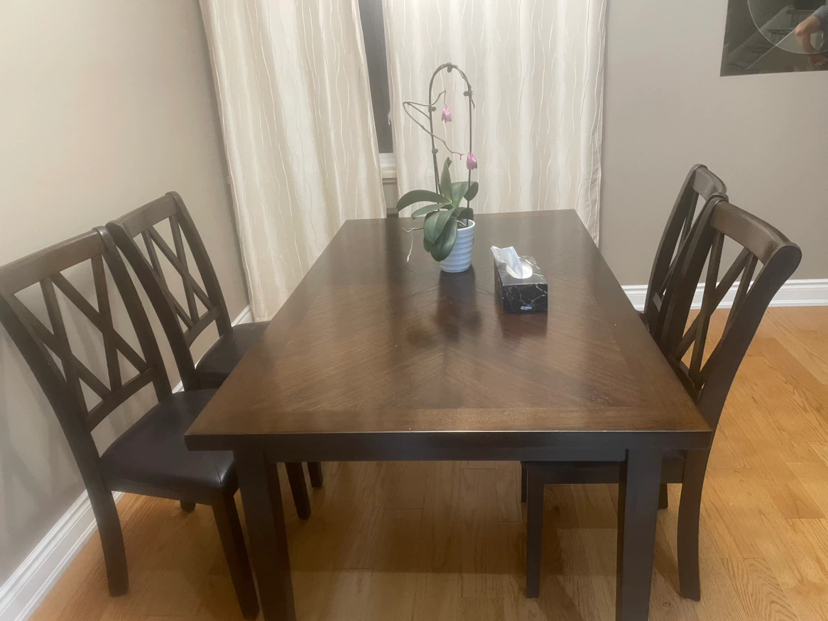 Dark Brown Dining Table and 4 Chairs