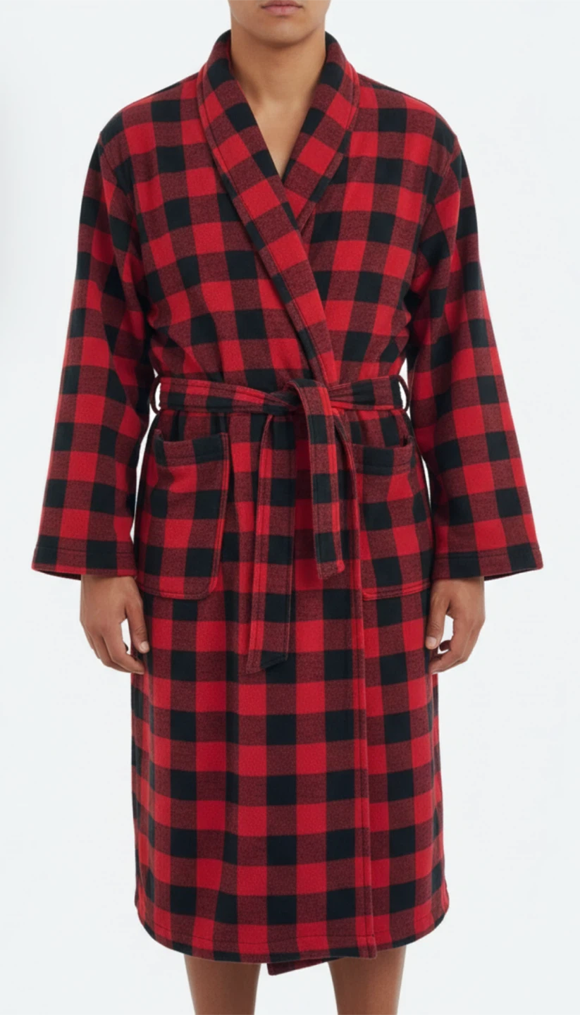 Arie by Ariella Red and Black Plaid Bathrobe