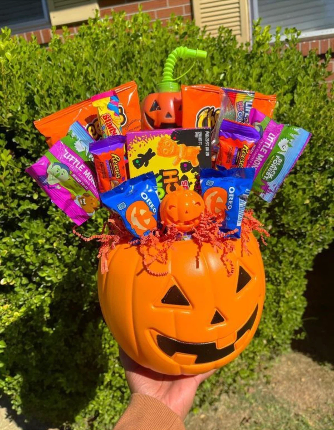 Halloween Candy Bouquet in Pumpkin Bucket