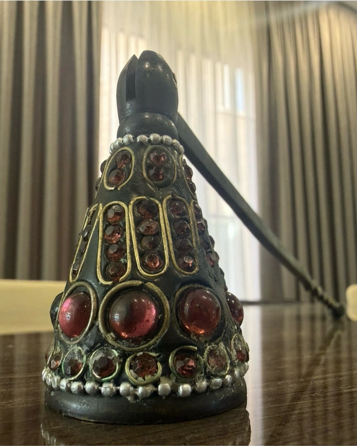 Vintage Jeweled Metal Candle Snuffer