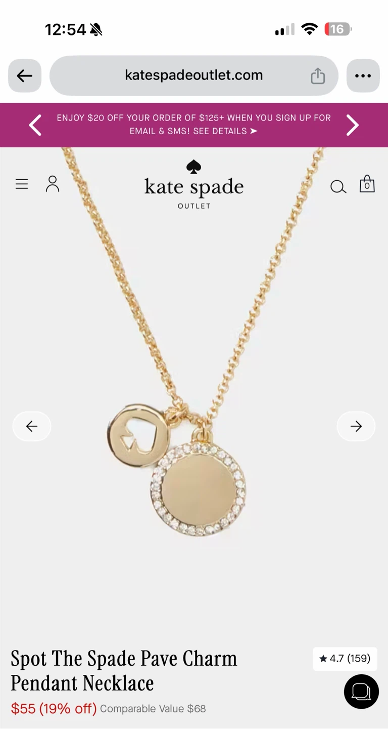 Kate Spade Spot The Spade Pave Charm Necklace