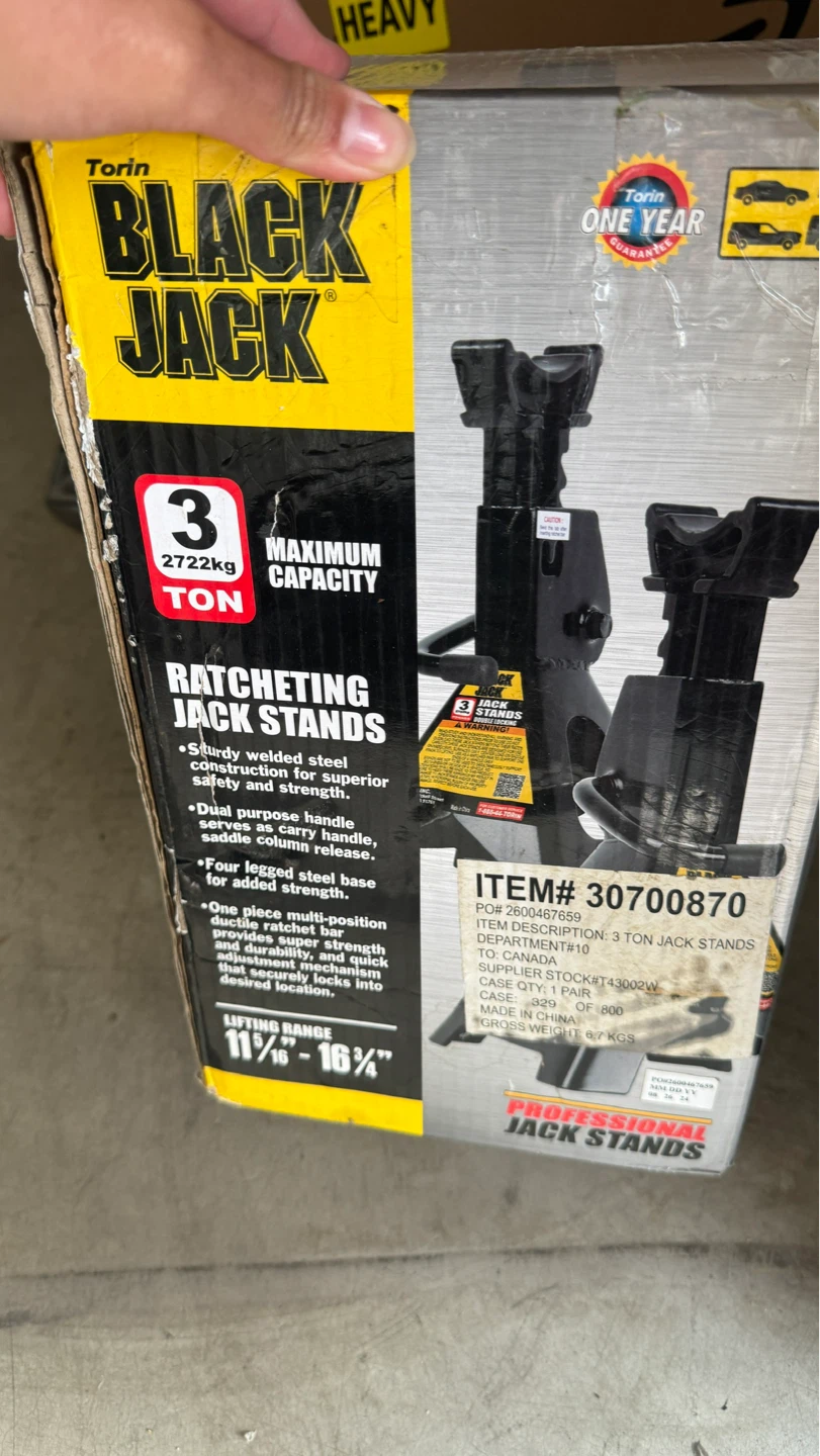 Torin Black Jack 3 Ton Ratcheting Jack Stands