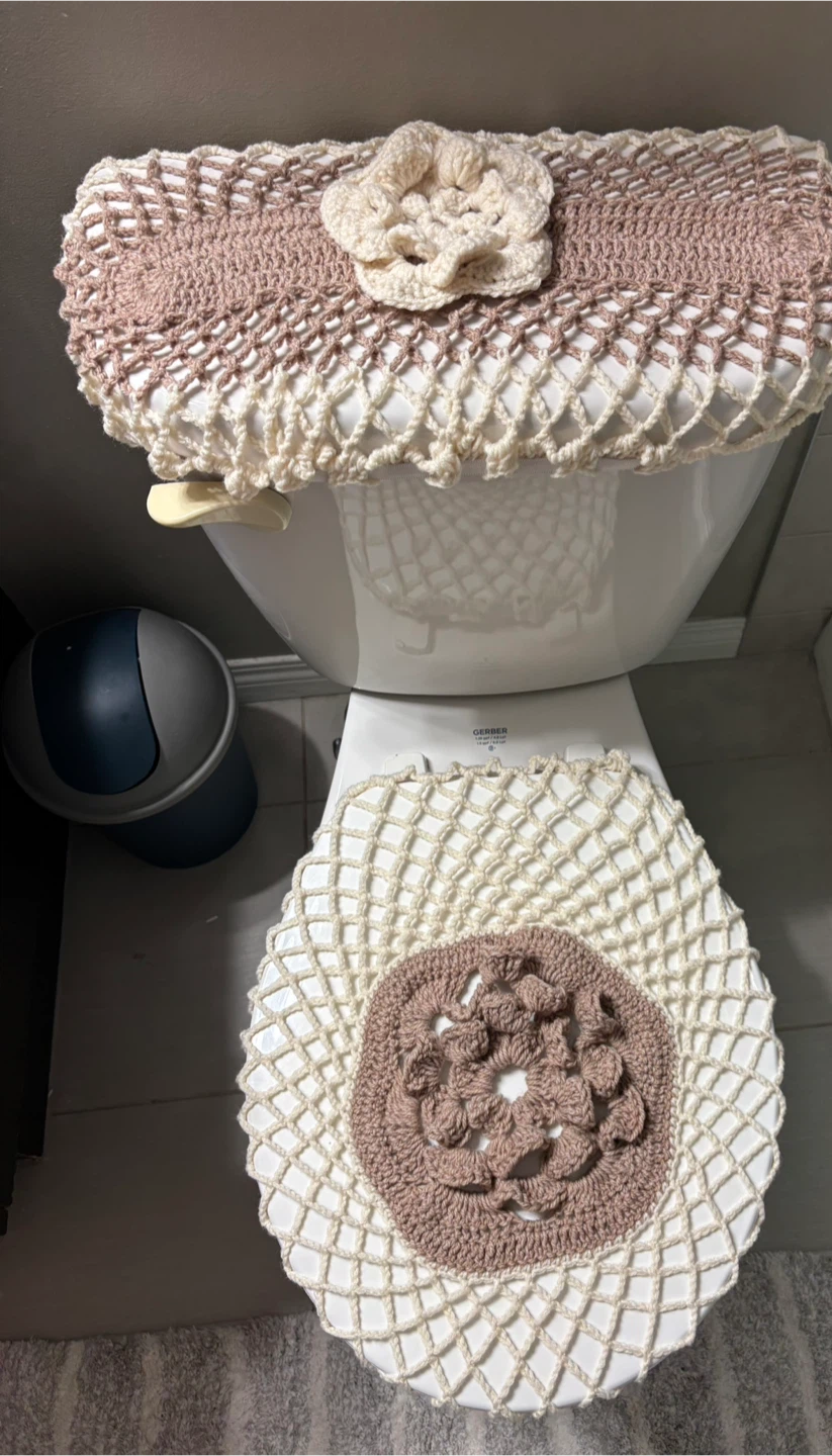 Crochet Toilet Seat and Tank Cover Set