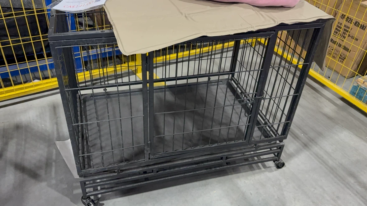 Large Black Metal Dog Crate - photo 3