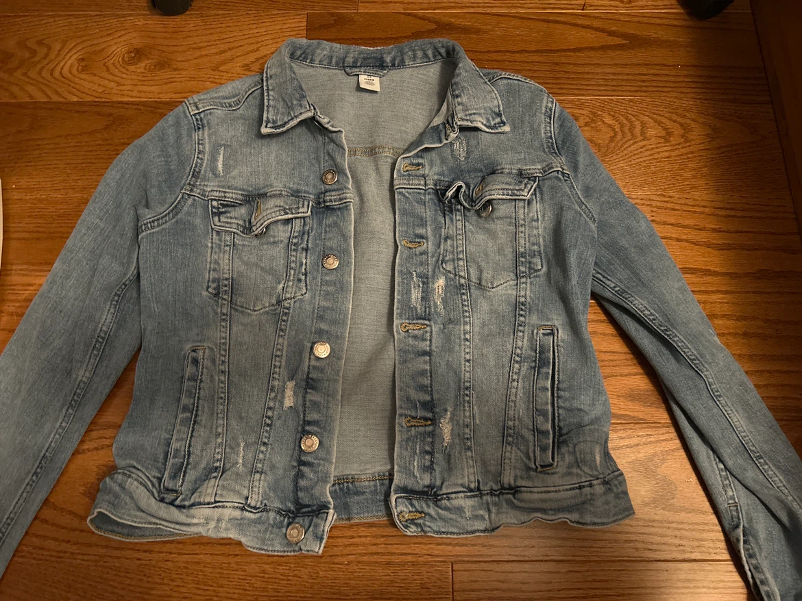 &Denim light wash distressed denim jacket