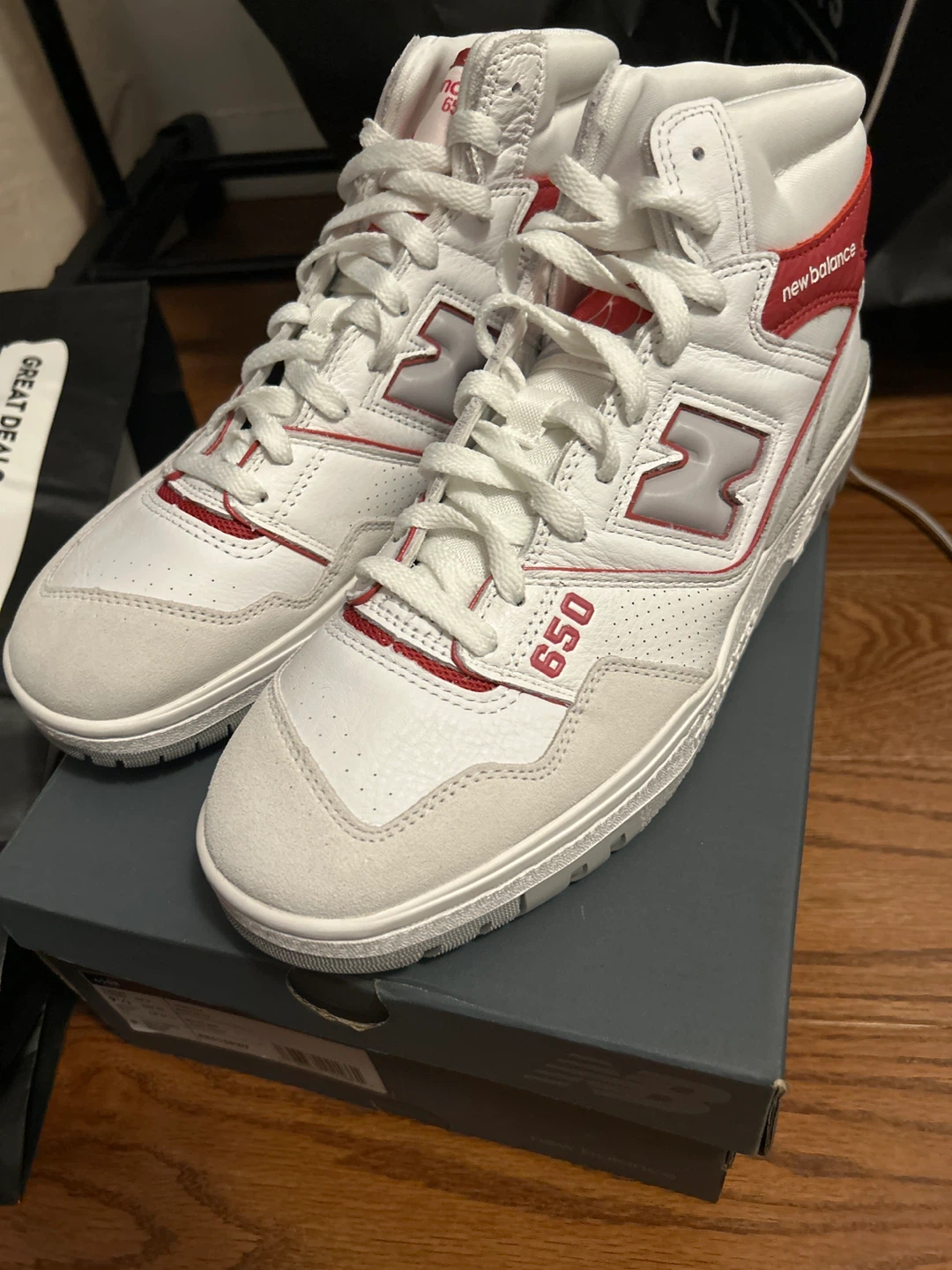 New Balance 650R White Red Sneakers