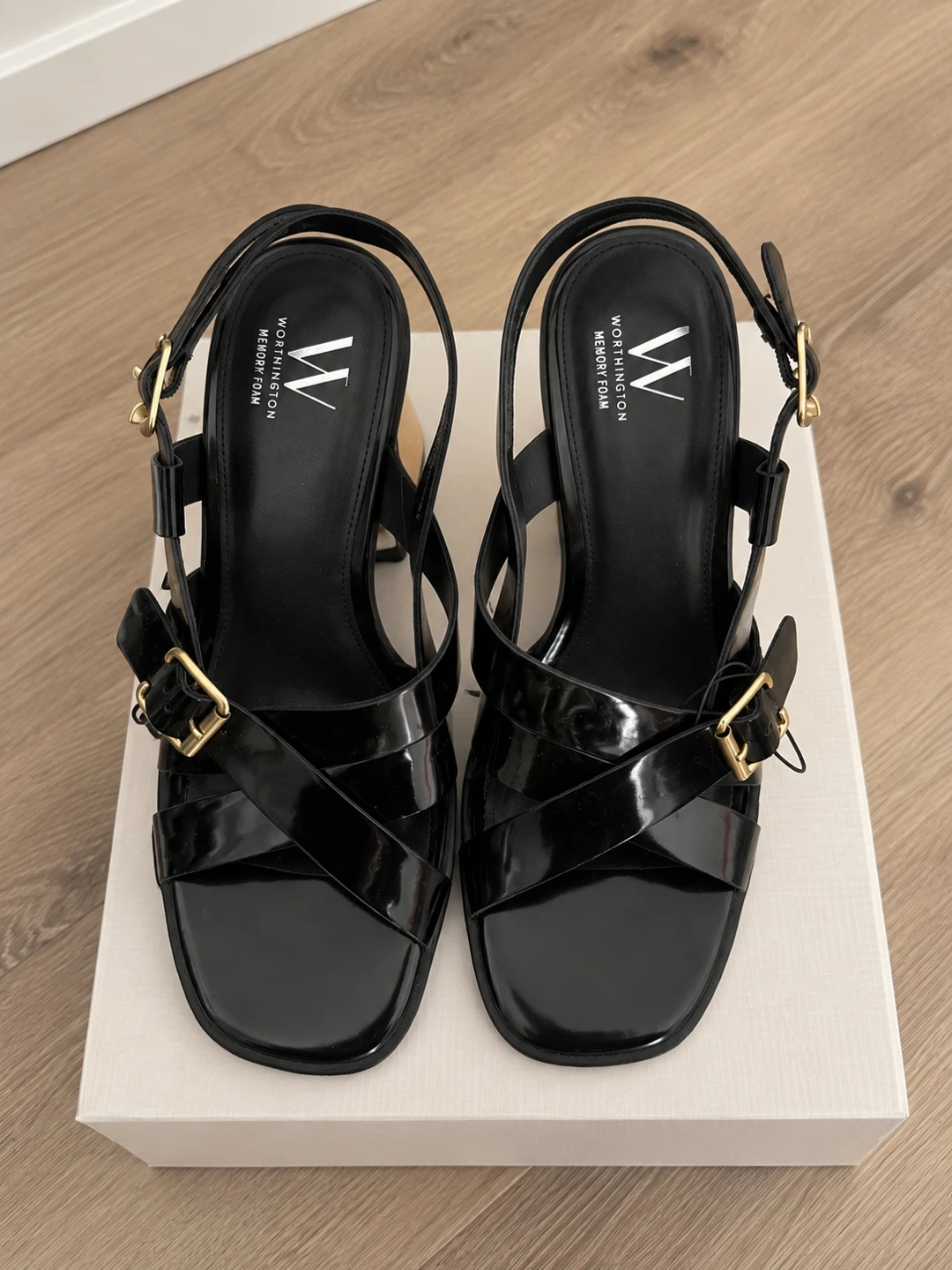 Worthington Black Patent Heeled Sandals Size 9.5 - photo 2